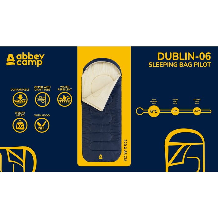 Abbey Camp® Abbey Camp - Sac de couchage modèle Pilot - DUBLIN-06 - Bleu marine/Sable