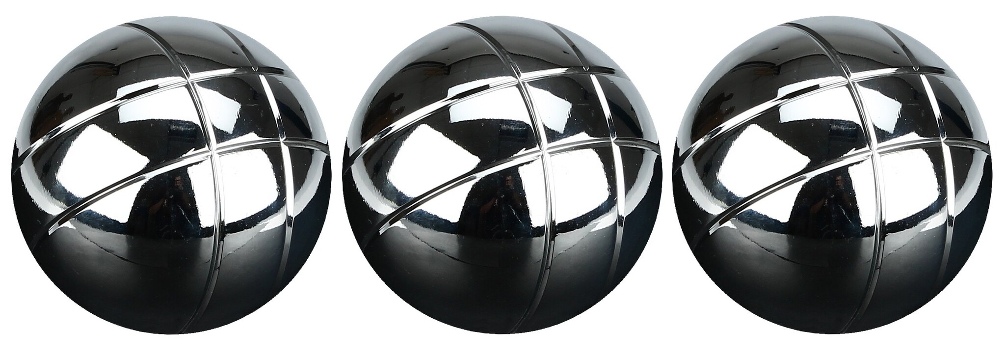 Faver® Faver - Jeu de Boules Set IV - 3 Kugeln - Chrom/Schwarz
