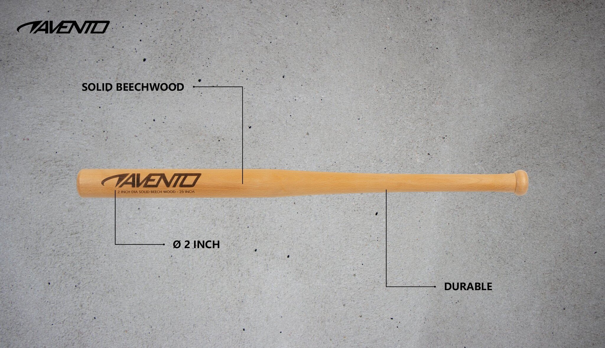 Avento® Avento – Baseballschläger aus Holz –  73 cm – Braun