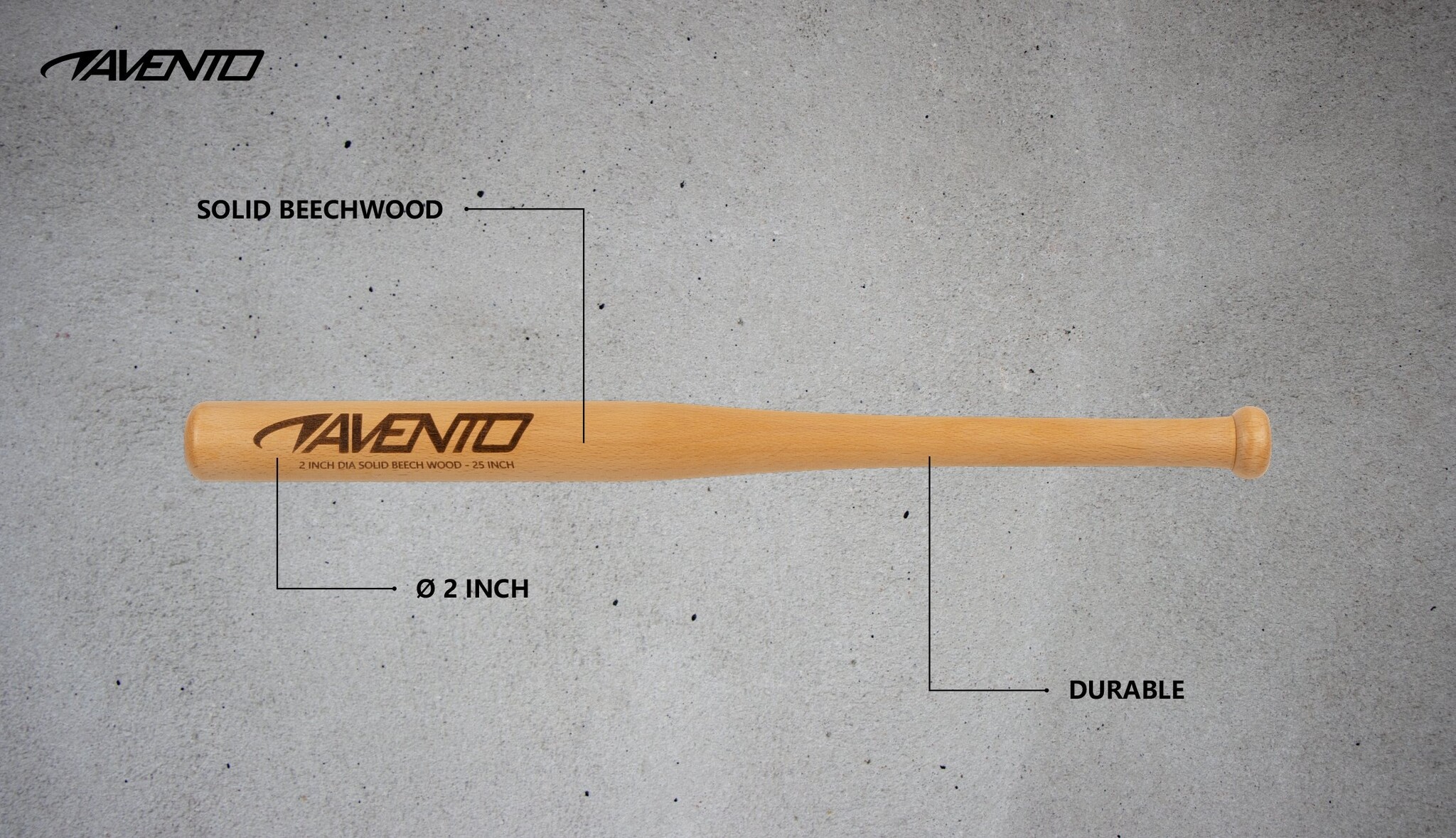 Avento® Avento - Batte de baseball en bois - 63 cm - Marron