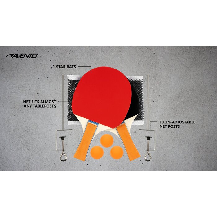 Avento® Avento - Table Tennis Set - COMPLETE - Black/Red