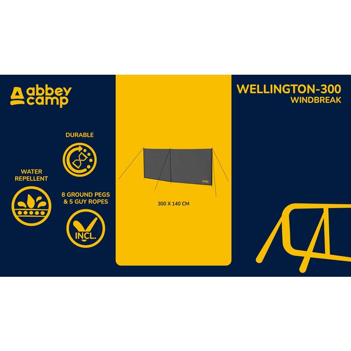 Abbey Camp® Abbey Camp® - Brise-vent 3 mètres • WELLINGTON-300 • Gris