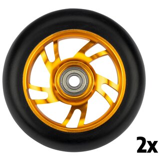 Black Dragon® Stuntstep Räder Set • SPOKED ALU • Gold/Schwarz