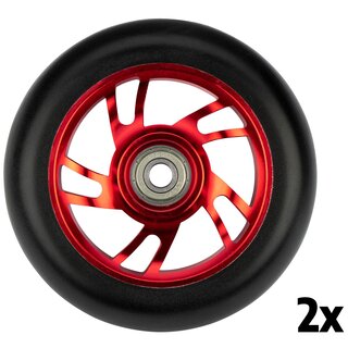 Black Dragon® Set de roues Stuntstep • SPOKED ALU • Rouge/Noir