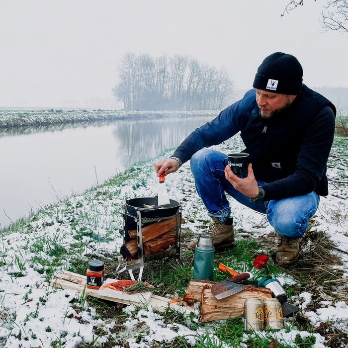 Valhal Outdoor Valhal Outdoor - Beany Muts met  Logo Patch - Zwart