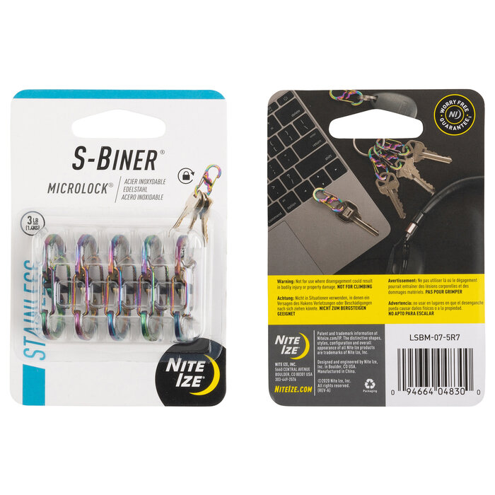 Nite Ize Nite Ize - S-Biner Carabiner Microlock - 5-Pack Spectrum
