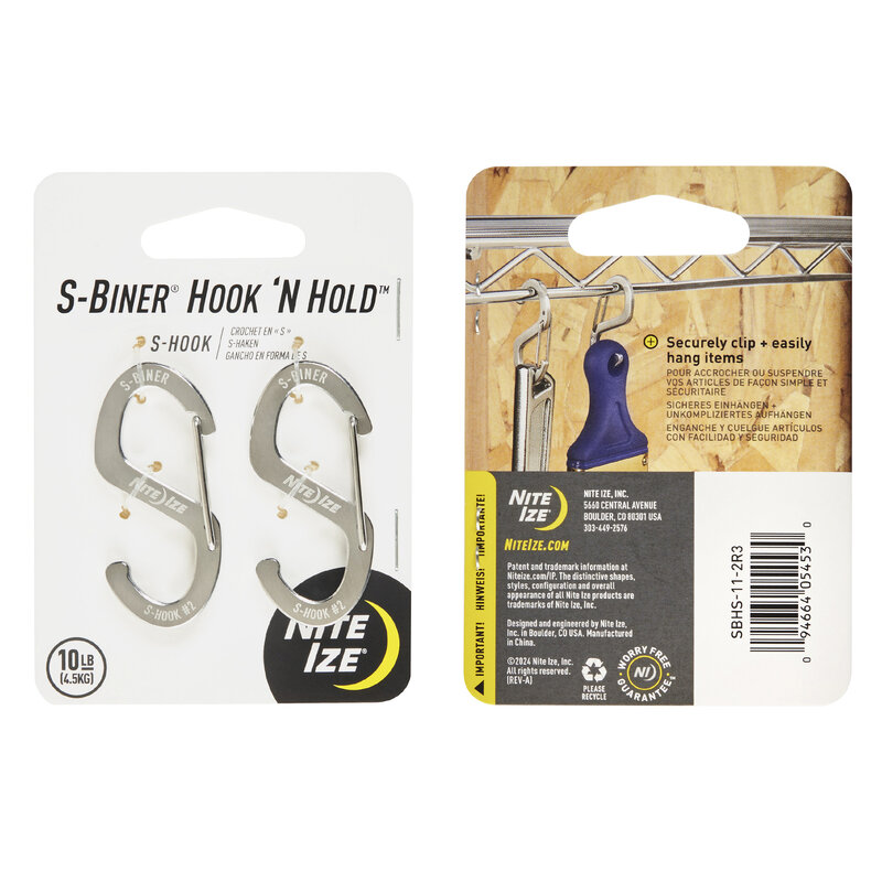 Nite Ize Nite Ize - S-Biner Hook N Hold - Karabijnhaak - 2-Pack Zilver