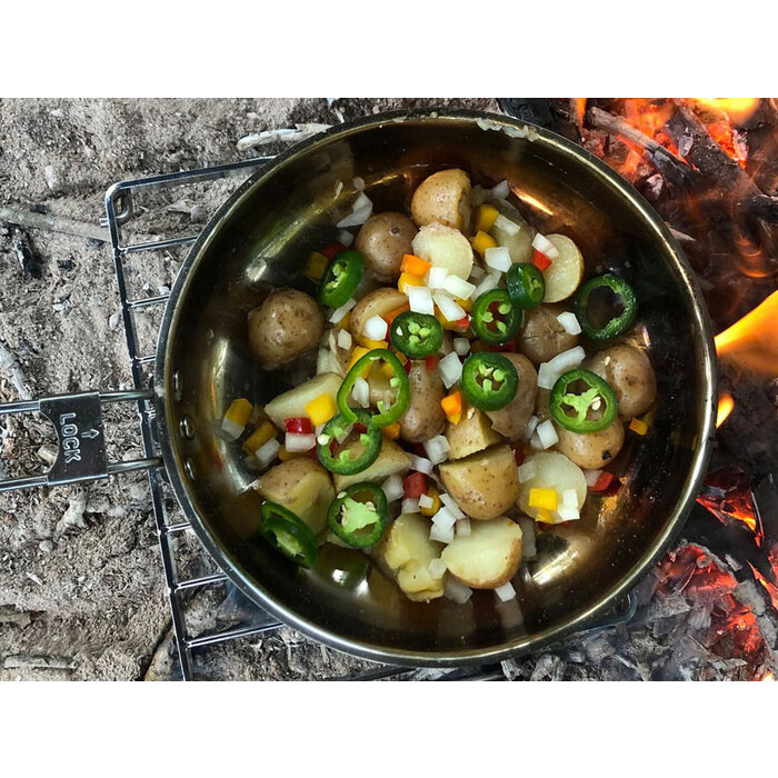 Pathfinder Pathfinder - Poêle à frire pliable en acier inoxydable avec couvercle