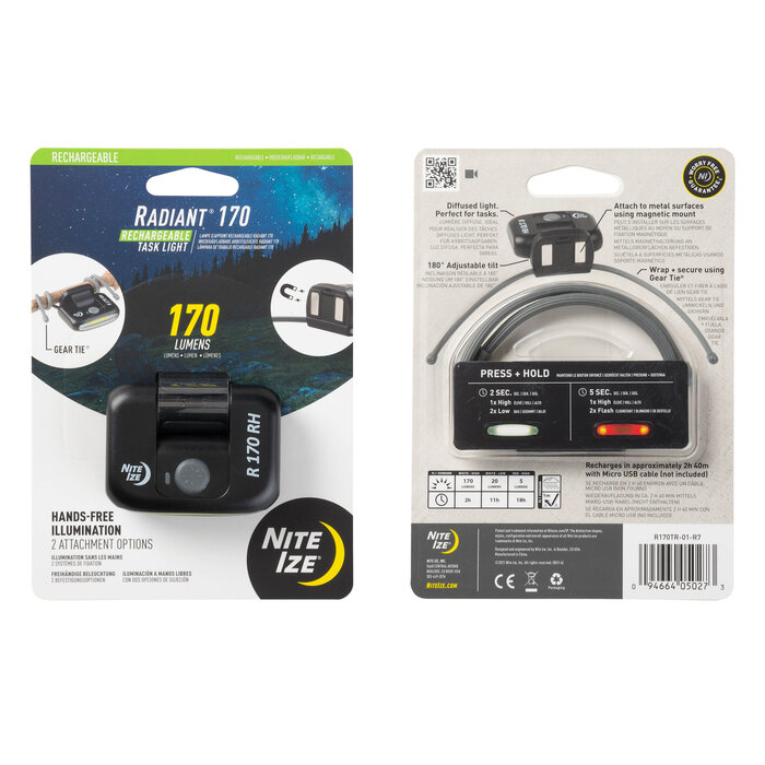 Nite Ize Nite Ize - Radiant 170 - Lampe de travail rechargeable - Noir