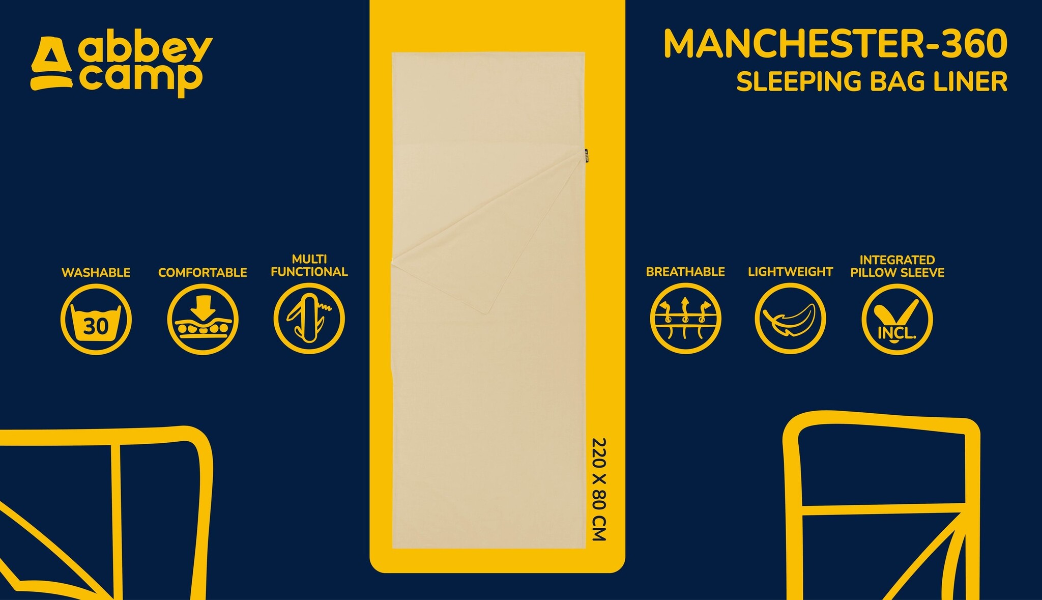 Abbey Camp® Abbey Camp® -  Lakenzak Katoen • MANCHESTER-360 • Zand