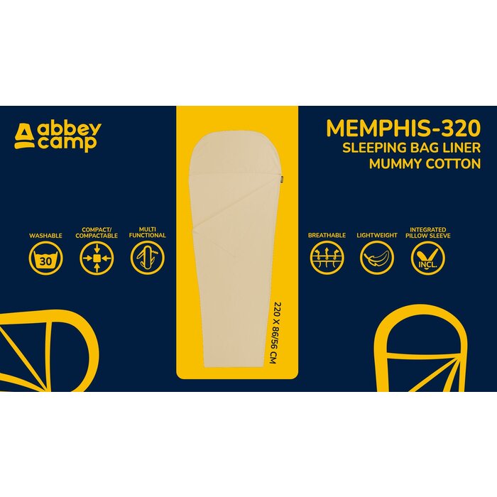 Abbey Camp® Abbey Camp® - Sheet bag Mummy Cotton • MEMPHIS-320 • Sand