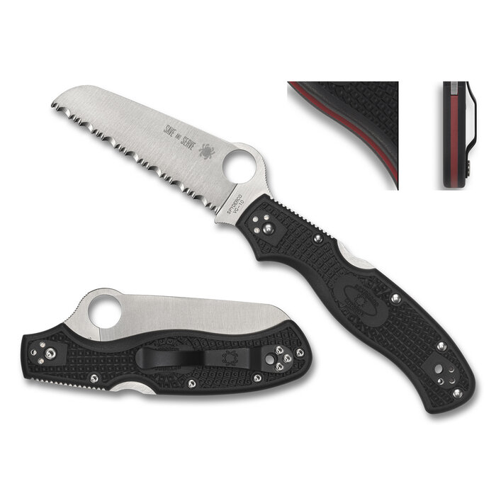 Spyderco Spyderco - Rescue 3 Thin Red Line - Black - VG-10 SE