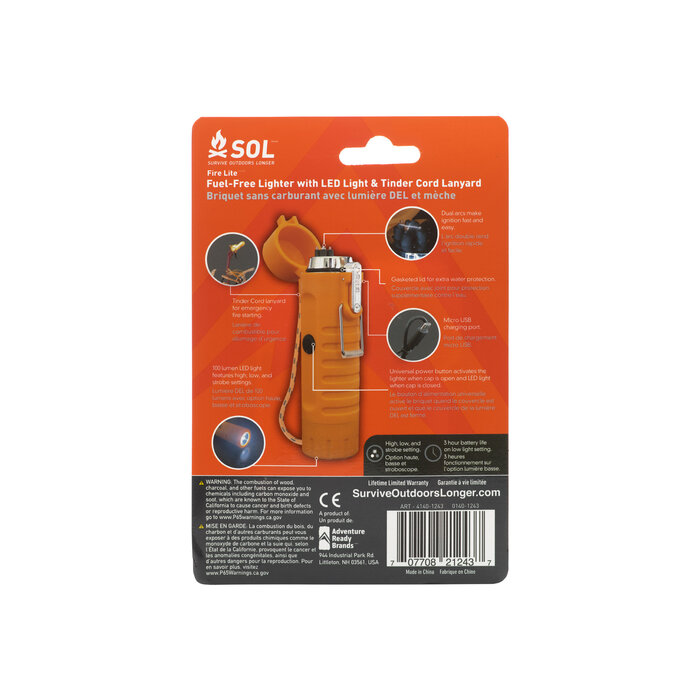 Sol SOL - Fire Lite - Wiederaufladbares Feuerzeug