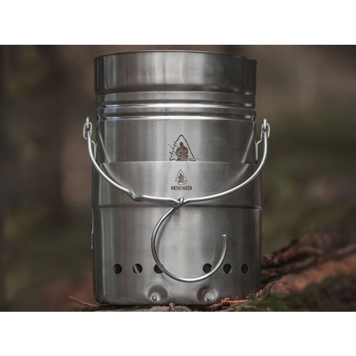 Pathfinder Pathfinder - Set de cuisson suédois en acier inoxydable 3 pièces