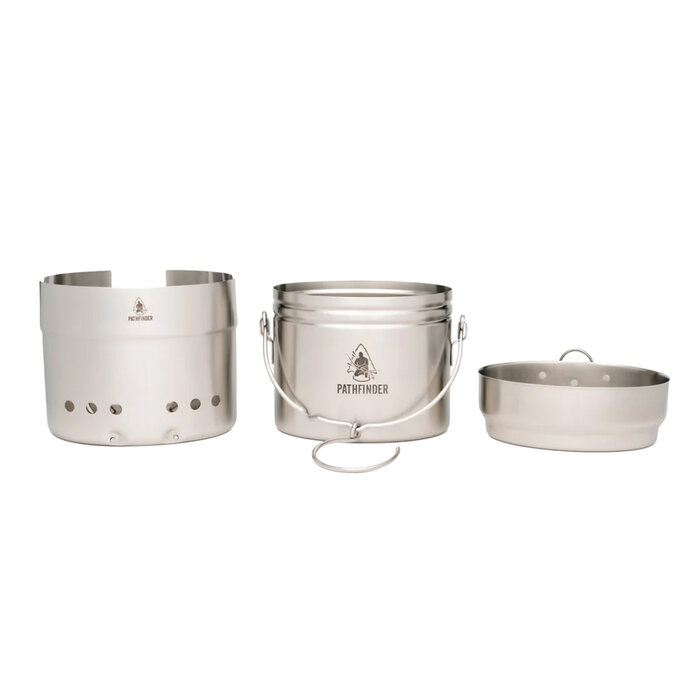 Pathfinder Pathfinder - Set de cuisson suédois en acier inoxydable 3 pièces