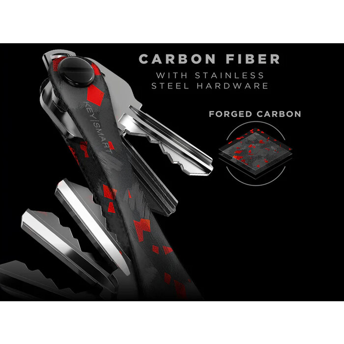 Keysmart KeySmart - Compact Keyholder - Red Forged - Carbon
