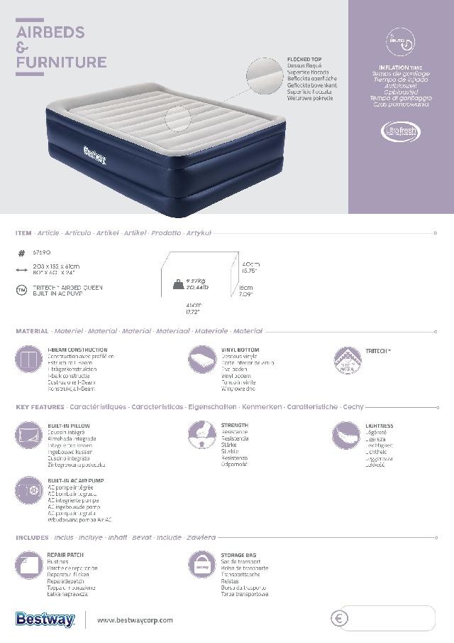 Bestway Bestway - Luchtbed - Tritech 61 cm Queen AC - 2 Persoons