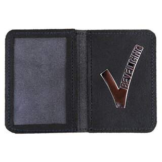 Leather legitimacy case with V Security (for new pass) - Black
