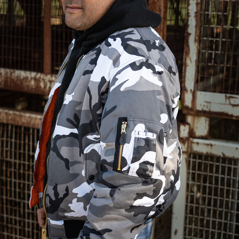 Belvet Camo Reversible MA-1 Jacket Gray Camo Reversible MA-1
