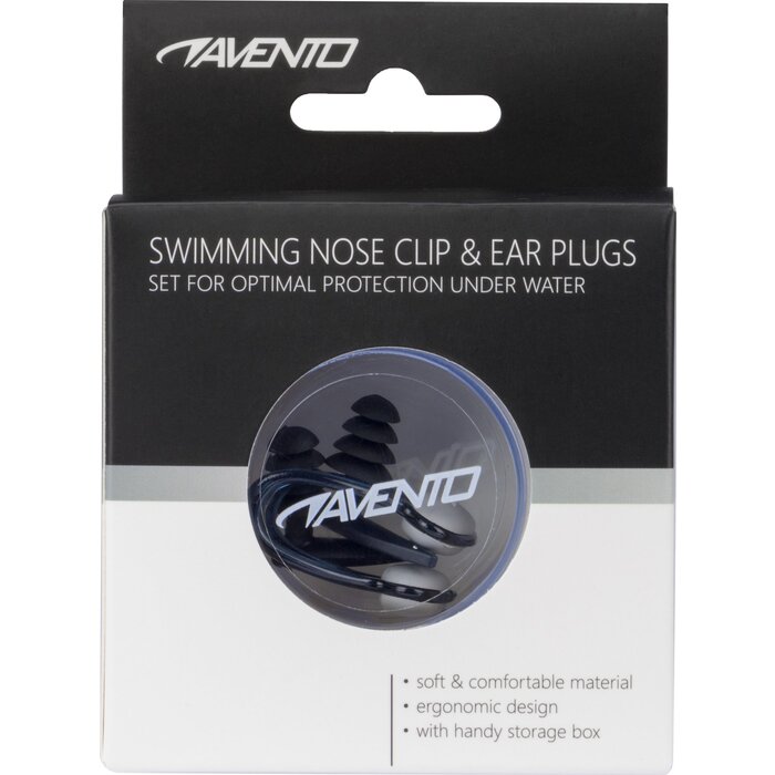Avento® Avento - Kit pince-nez + bouchons d'oreille pour la natation - Noir