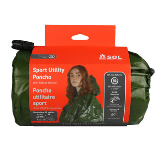 Sol SOL - Distress Poncho - OD Grün