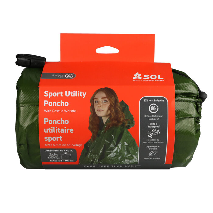 Sol SOL - Distress Poncho - OD Grün