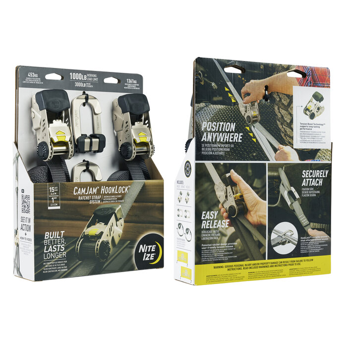 Nite Ize Nite Ize - CamJam HookLock Ratchet Strap - Large - 2 pack