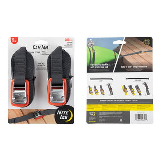 Nite Ize Nite Ize - CamJam Tie Down Lashing Strap - Grey 365CM - 2-pack