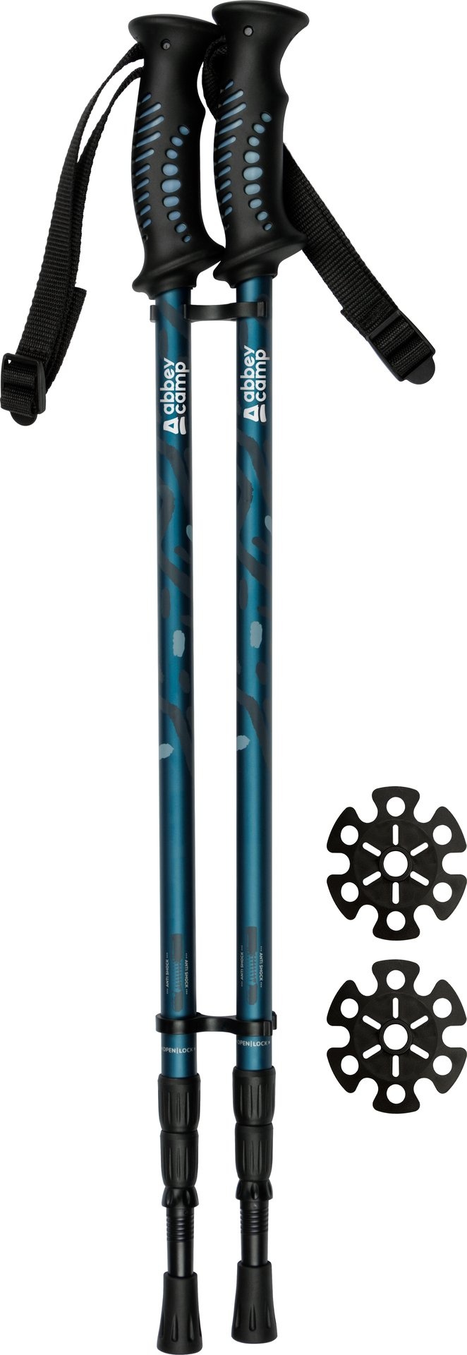 Abbey Camp® Abbey Camp - Telescopic Adjustable Anti-shock Walking Stick - DENVER-135 - Blue/Anthracite