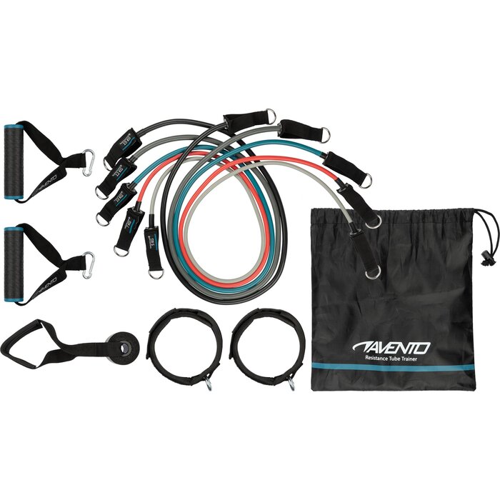 Avento® Avento® - Resistance bands Set • TUBE TRAINER • Black/Gray