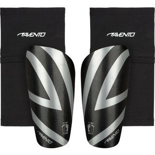 Avento® Schienbeinschützer • Mit Socke • Schwarz/Silber