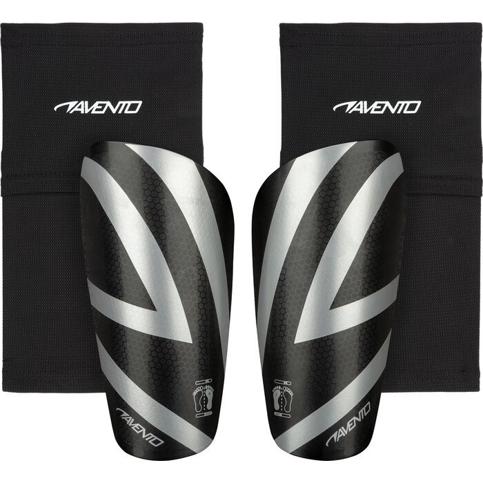 Avento® Avento - Protégeurs de tibias • Avec Chaussette • Noir/Argent