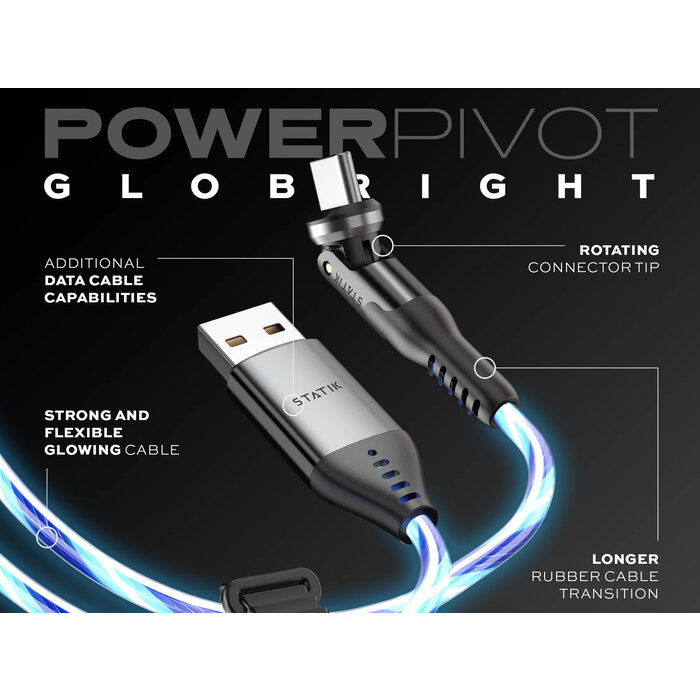Statik Statik - PowerPivot GloBright USB-A naar USB-C - Kabel 1m