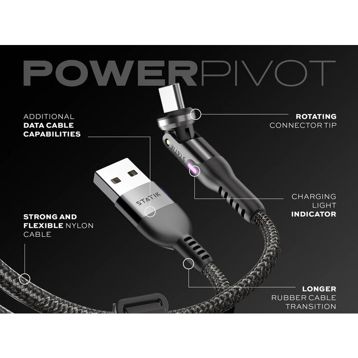 Statik Static - PowerPivot USB-A to USB-C cable - 0,8m
