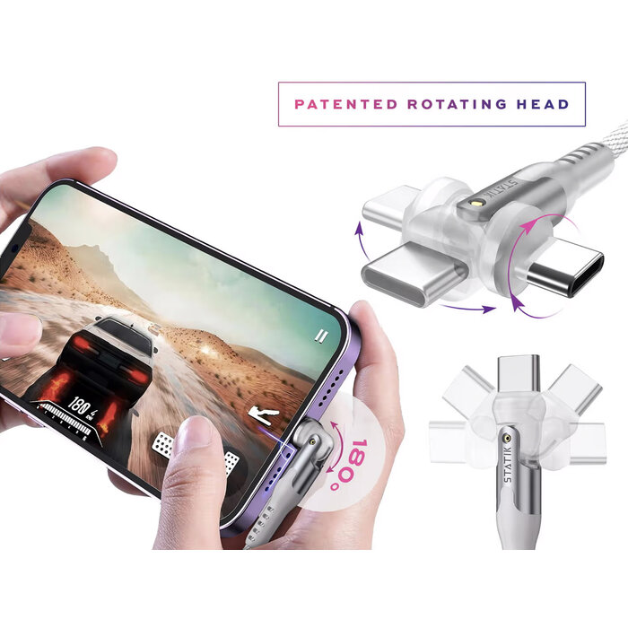 Statik Statik - PowerPivot Pro USB-C auf USB-C Kabel 3m - Weiß