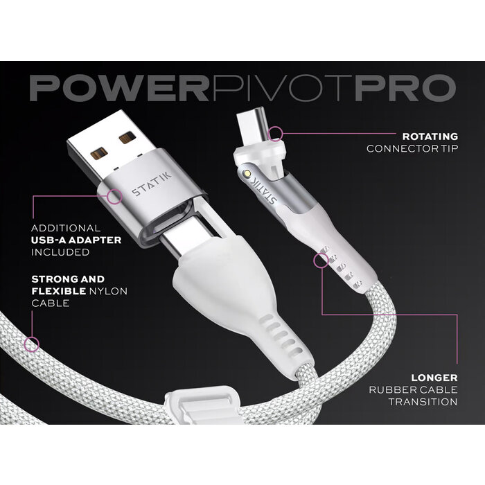 Statik Statisch - PowerPivot Pro USB-C ja USB-C Kabel 1,8m - Weiß