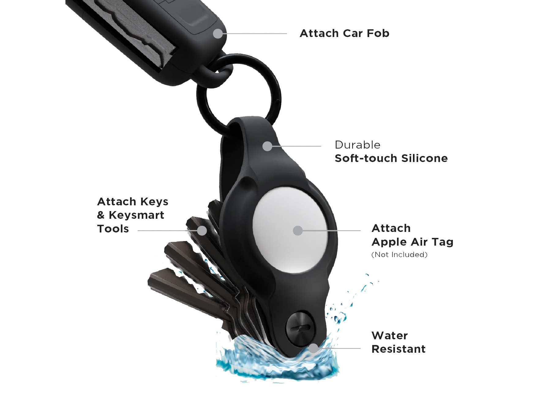 Keysmart KeySmart - Air Flex - Silicone Key Holder - Black