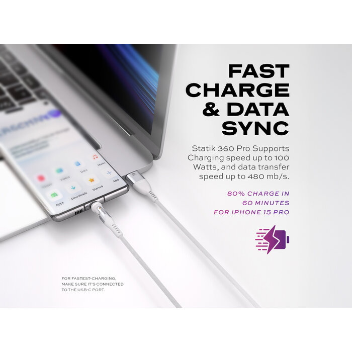 Statik Statik - 360 Pro - Magnetische universeel kabel - 2m - Wit