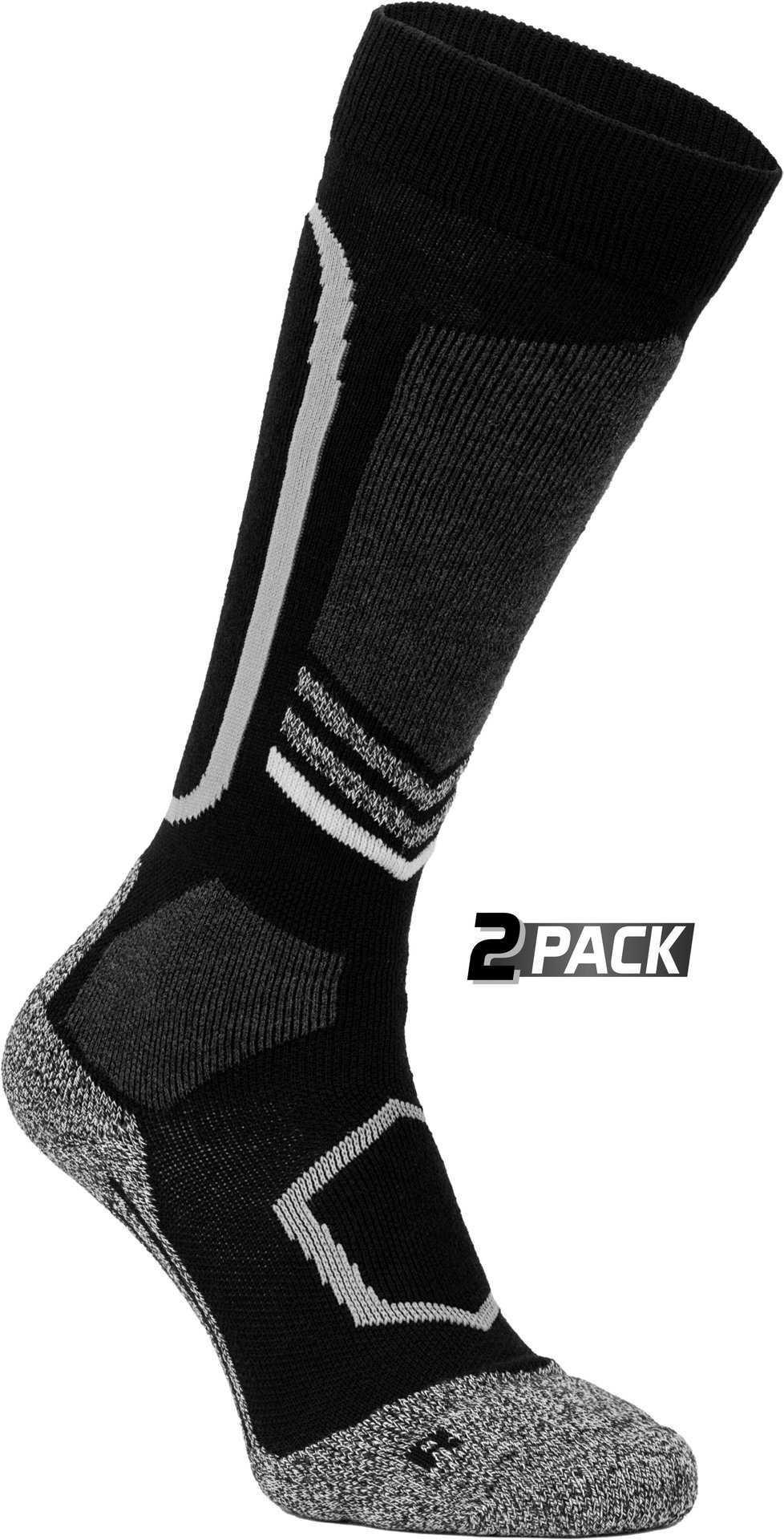 Starling® Starling – Skisocken aus Merinowolle – 2er-Pack – UNI – Schwarz/Grau