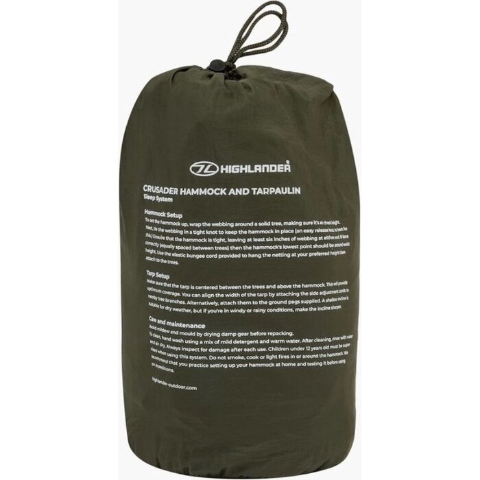 Highlander Highlander – Crusader Trekking-Hängematte mit Tarp und Moskitonetz – Olivgrün