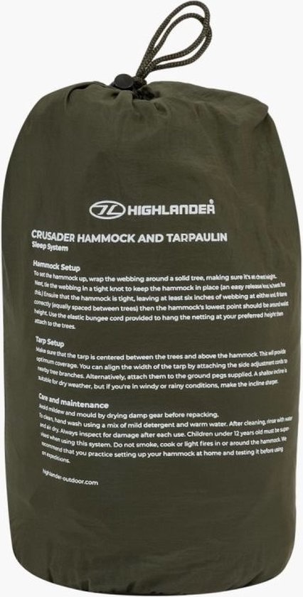 Highlander Highlander - Crusader trekking hangmat met tarp en mosquitonet - Olive Green