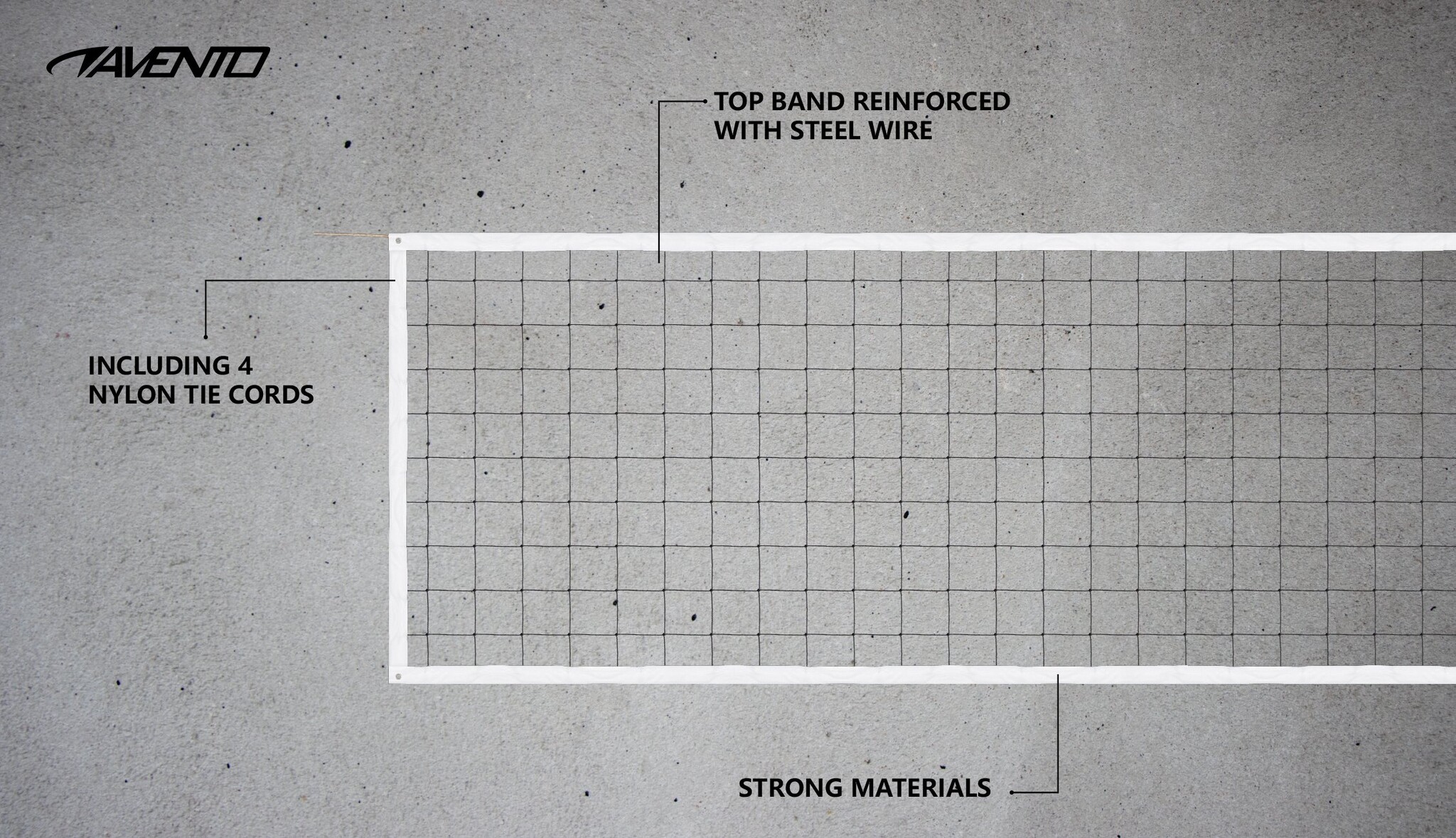 Avento® Avento- Volleybalnet 9.5 x 1.0 meter - Zwart/Wit