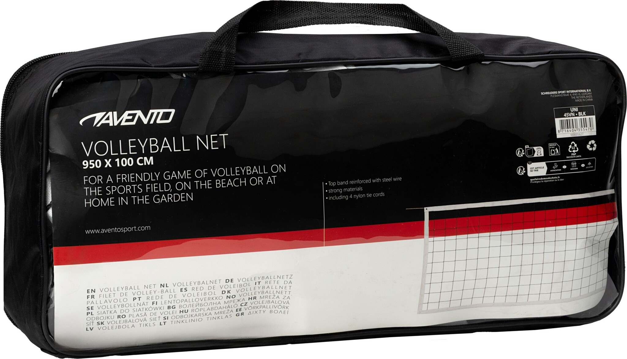 Avento® Avento - Filet de volley-ball 9,5 x 1,0 mètre - Noir/Blanc