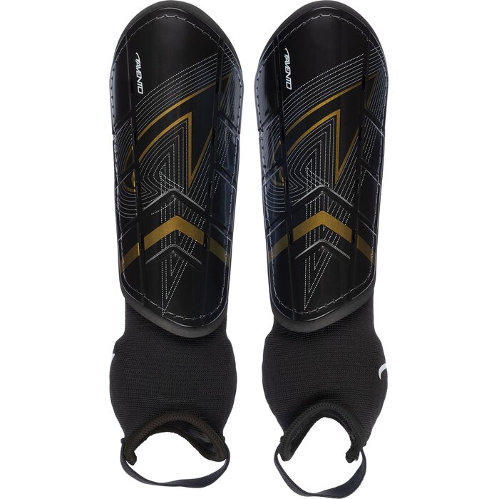 Avento® Avento – Schienbeinschoner mit Knöchelstrumpf – Double Tack – Schwarz/Gold
