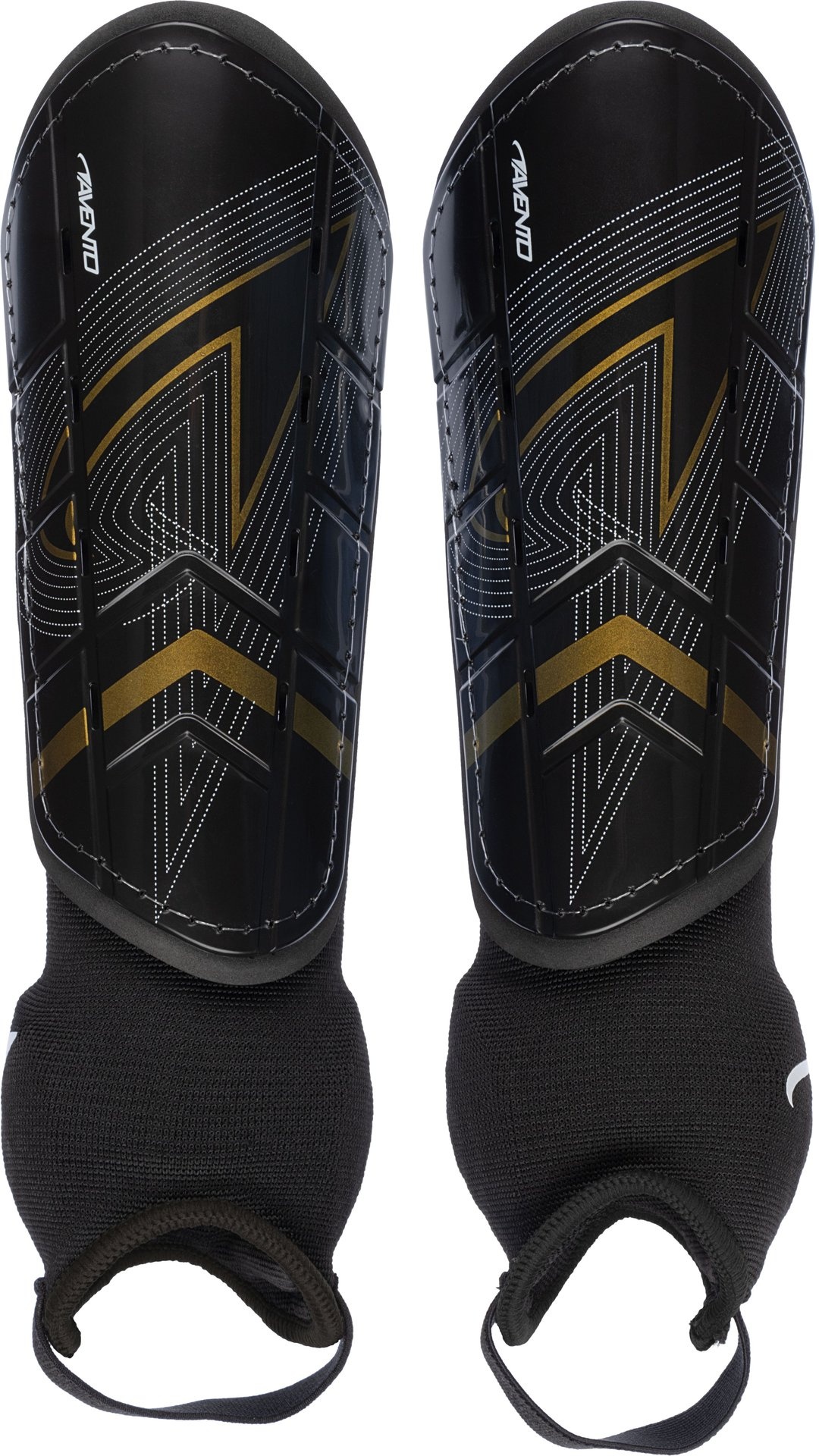 Avento® Avento - Protège-tibias avec chaussette - Double Tack - Noir/Or