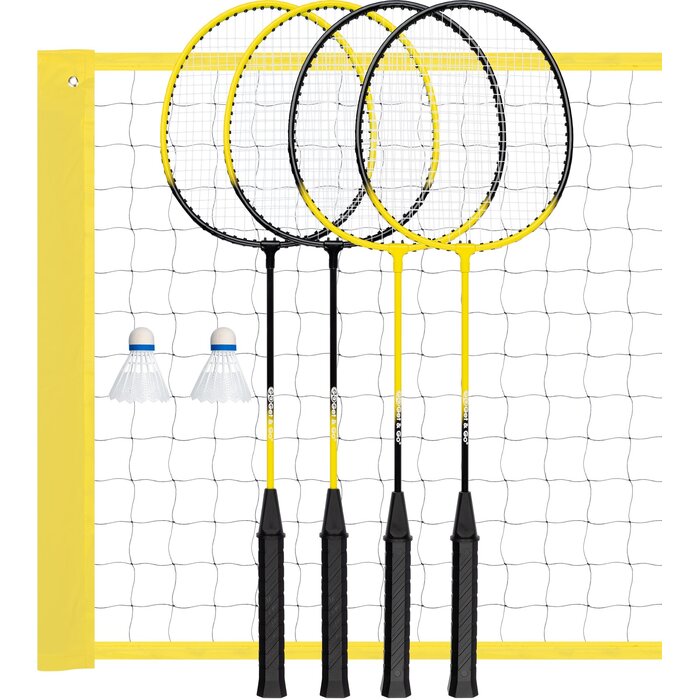 Get & Go® Get & Go - Badminton Game Set - 4 Players - Black/Yellow