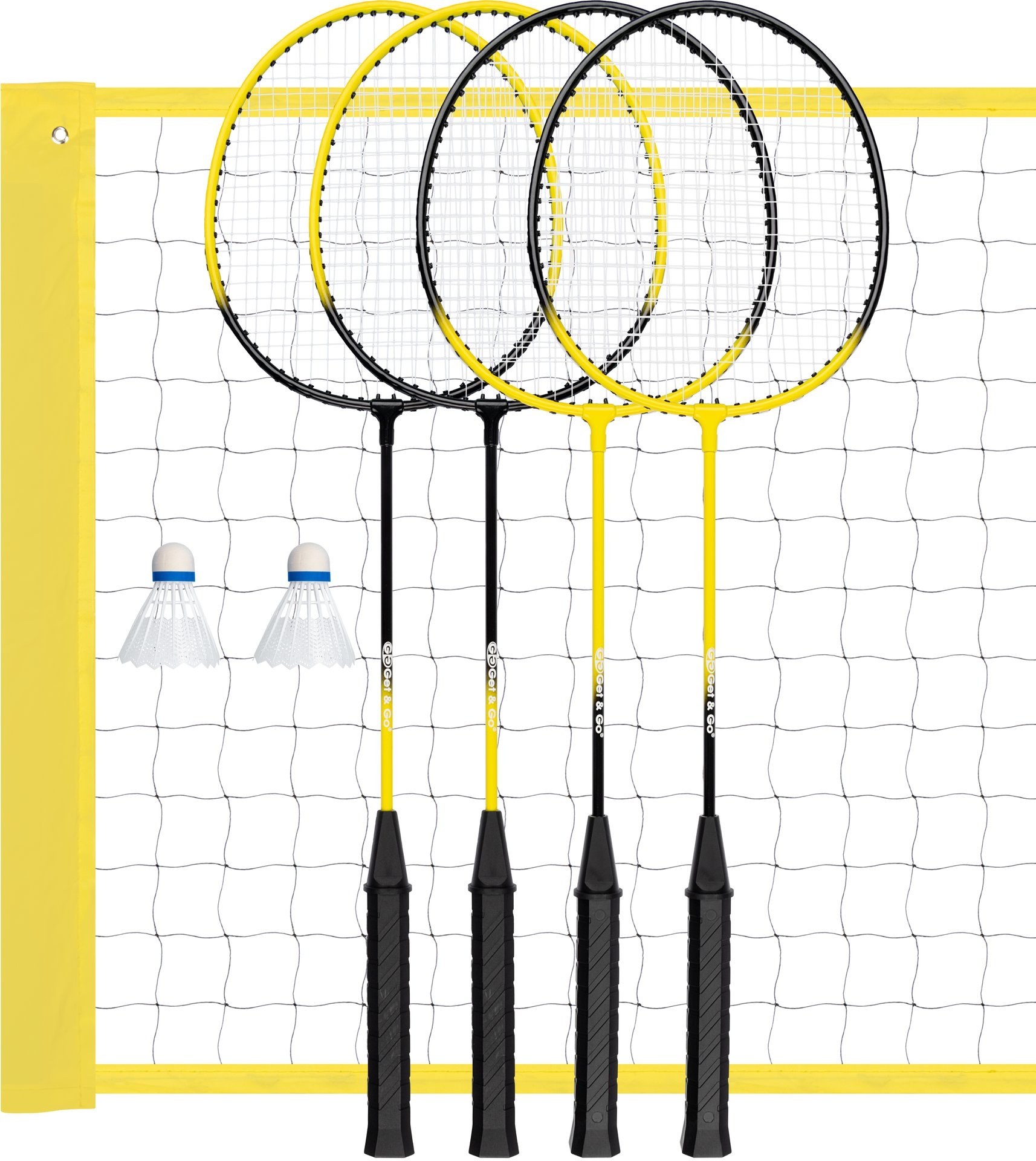 Get & Go® Get & Go - Badminton Spel Set - 4 Spelers - Zwart/Geel