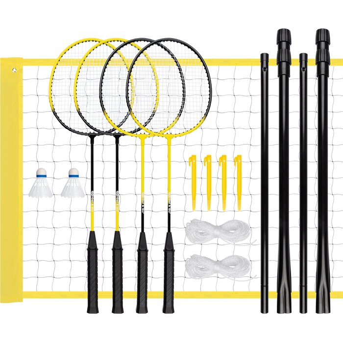 Get & Go® Get & Go – Badminton-Spielset – 4 Spieler – Schwarz/Gelb