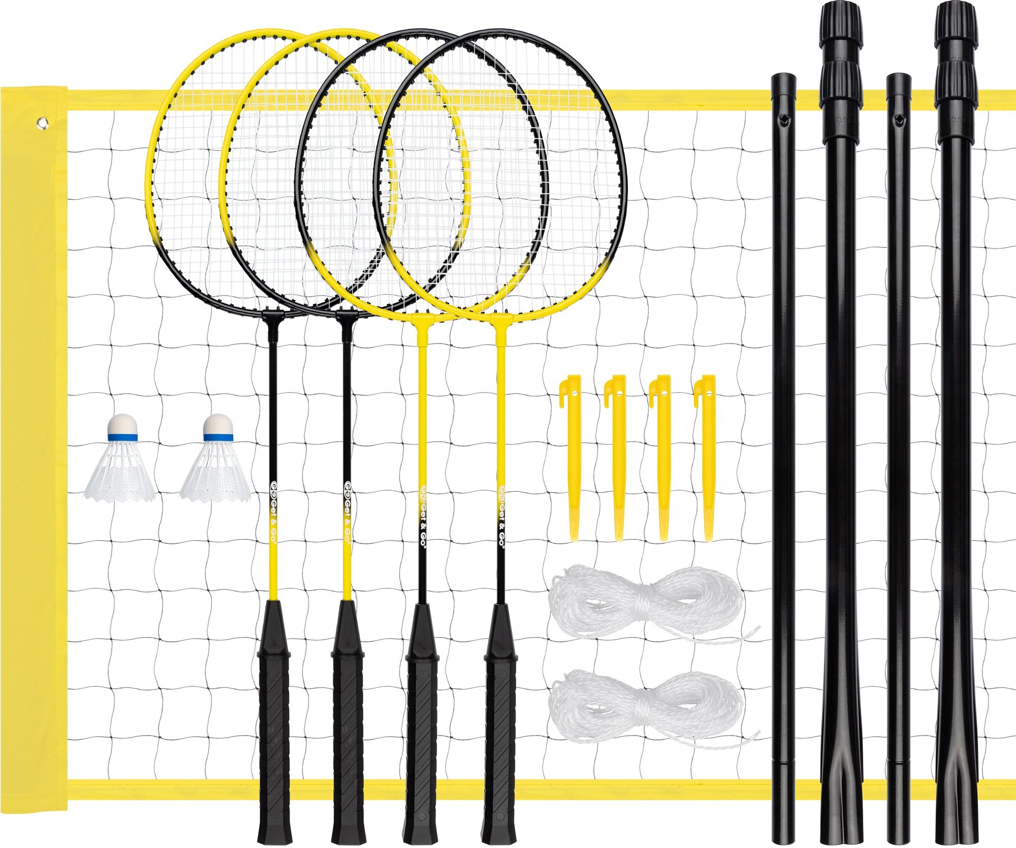 Get & Go® Get & Go - Badminton Game Set - 4 Players - Black/Yellow
