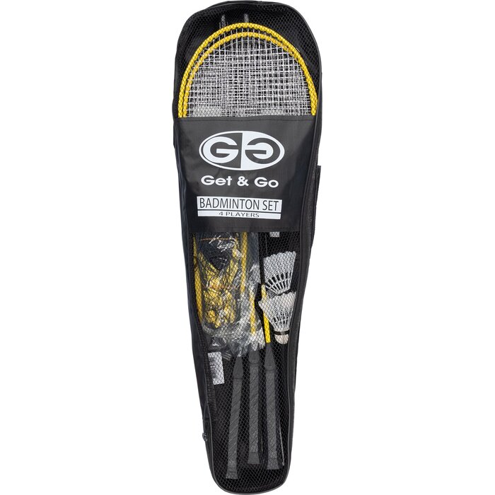 Get & Go® Get & Go - Badminton Spel Set - 4 Spelers - Zwart/Geel